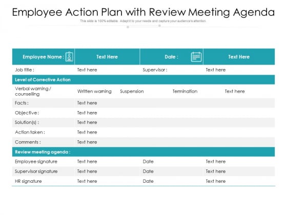 Employee Action Plan With Review Meeting Agenda Ppt PowerPoint Presentation Inspiration Rules PDF Employee Action Plan With Review Meeting Agenda Ppt PowerPoint Presentation Inspiration Rules PDF