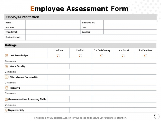 Employee Assessment Form Ppt PowerPoint Presentation Pictures Guide