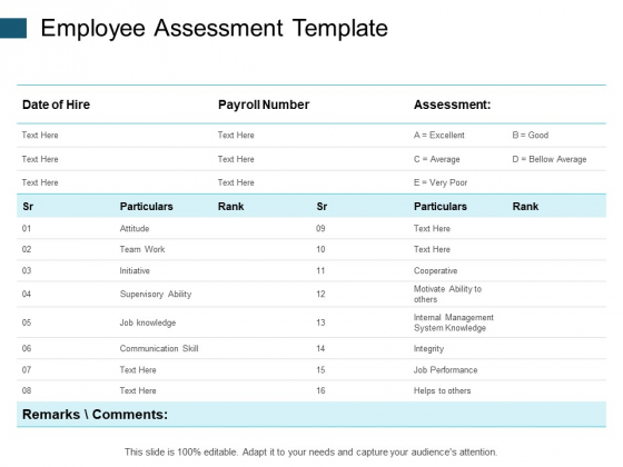 Employee Assessment Template Team Work Ppt PowerPoint Presentation Styles Aids
