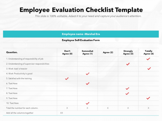 Employee Evaluation Checklist Template Ppt PowerPoint Presentation File Icon PDF Employee Evaluation Checklist Template Ppt PowerPoint Presentation File Icon PDF