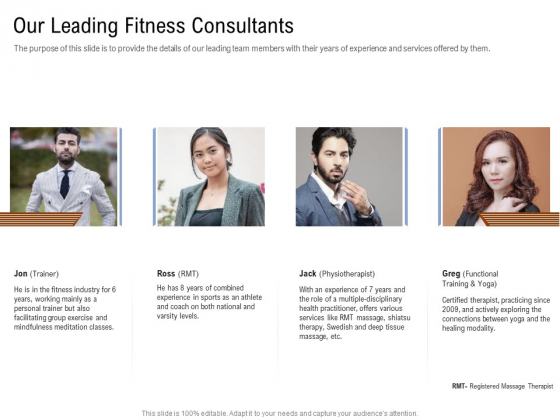Employee Health And Fitness Program Our Leading Fitness Consultants Template PDF
