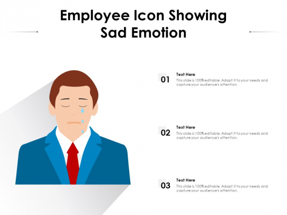 Employee Icon Showing Sad Emotion Ppt PowerPoint Presentation Gallery Background Image PDF