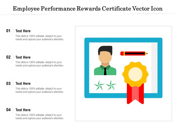Employee Performance Rewards Certificate Vector Icon Ppt PowerPoint Presentation File Design Ideas PDF
