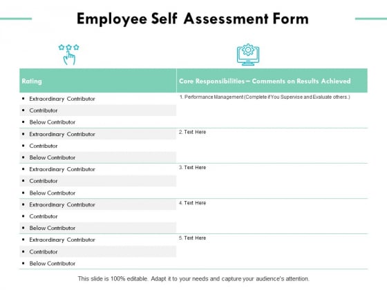 employee self assessment form ppt powerpoint presentation self assessment templates employees