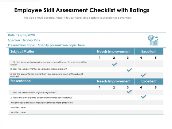 Employee Skill Assessment Checklist With Ratings Ppt PowerPoint Presentation Inspiration Templates PDF Employee Skill Assessment Checklist With Ratings Ppt PowerPoint Presentation Inspiration Templates PDF