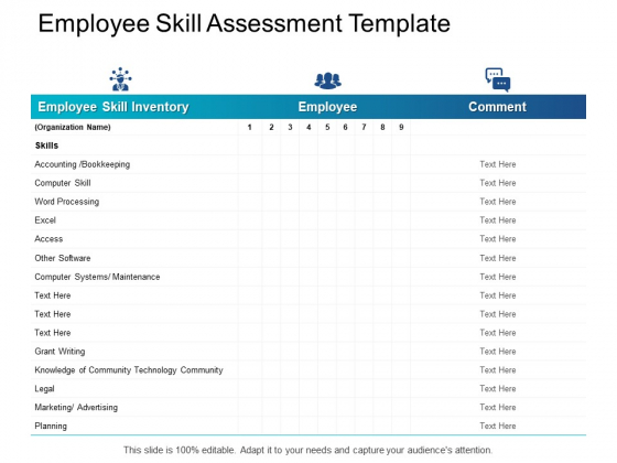 employee skill assessment template maintenance ppt employee skill assessment template