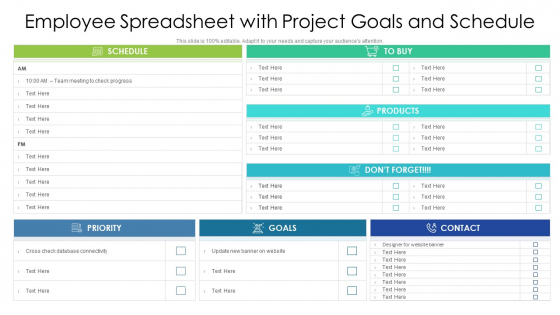 Employee Spreadsheet With Project Goals And Schedule Ppt PowerPoint Presentation Infographic Template Rules PDF Employee Spreadsheet With Project Goals And Schedule Ppt PowerPoint Presentation Infographic Template Rules PDF