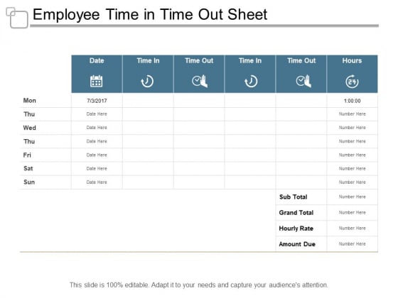 employee time in time out sheet ppt powerpoint presentation model time out sheet