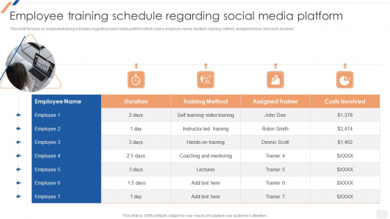 Employee Training Schedule Regarding Social Media Platform Enhancing Social Media Recruitment Process Slides PDF