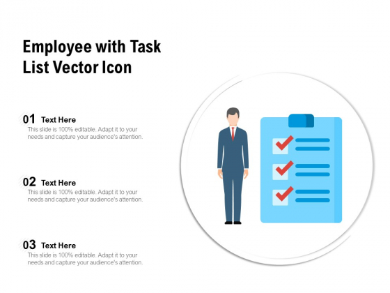 Employee With Task List Vector Icon Ppt PowerPoint Presentation Gallery Templates PDF