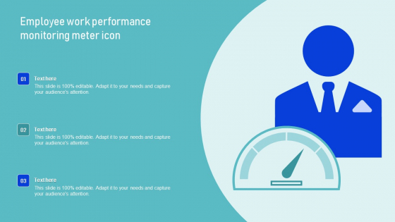 Employee Work Performance Monitoring Meter Icon Background PDF