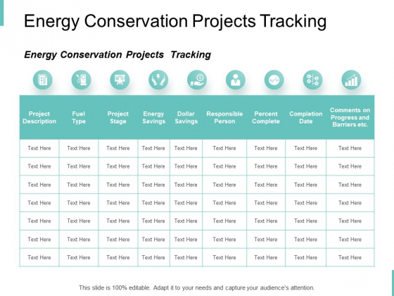 Energy Conservation Projects Tracking Ppt PowerPoint Presentation Layouts Graphics Example