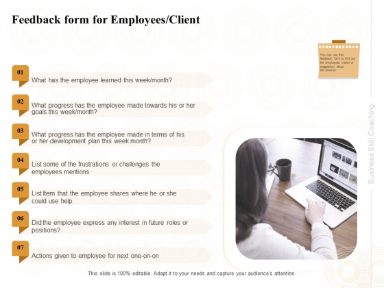 Enterprise Capabilities Training Feedback Form For Employees Client Ppt PowerPoint Presentation Layouts Show PDF