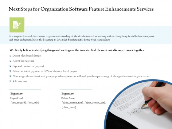 Enterprise Software Development Service Next Steps For Organization Feature Enhancements Clipart PDF Enterprise Software Development Service Next Steps For Organization Feature Enhancements Clipart PDF