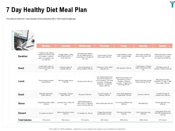 Enterprise Wellbeing 7 Day Healthy Diet Meal Plan Summary PDF