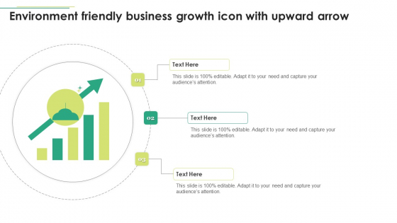 Environment Friendly Business Growth Icon With Upward Arrow Template PDF