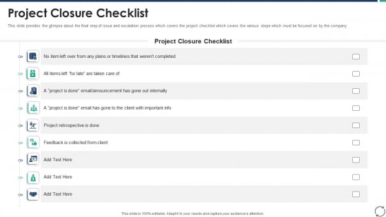 Escalation Steps For Projects Project Closure Checklist Mockup PDF Escalation Steps For Projects Project Closure Checklist Mockup PDF