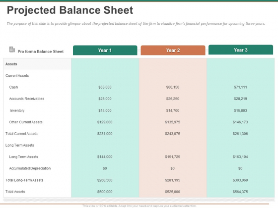 Escape Plan Venture Capitalist Projected Balance Sheet Ppt Infographic Template Format PDF