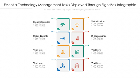 Essential Technology Management Tasks Displayed Through Eight Box Infographic Ppt PowerPoint Presentation Icon Ideas PDF Essential Technology Management Tasks Displayed Through Eight Box Infographic Ppt PowerPoint Presentation Icon Ideas PDF