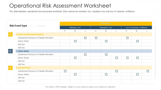 Establishing Operational Risk Framework Banking Operational Risk Assessment Worksheet Inspiration PDF
