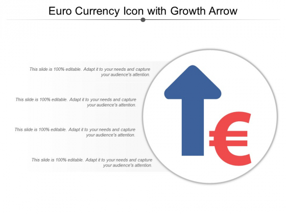 Euro Currency Icon With Growth Arrow Ppt Powerpoint Presentation Ideas Deck
