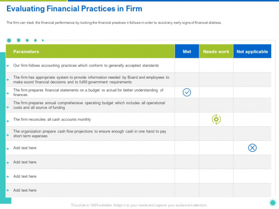 Evaluating Financial Practices In Firm Ppt Show Background PDF Evaluating Financial Practices In Firm Ppt Show Background PDF