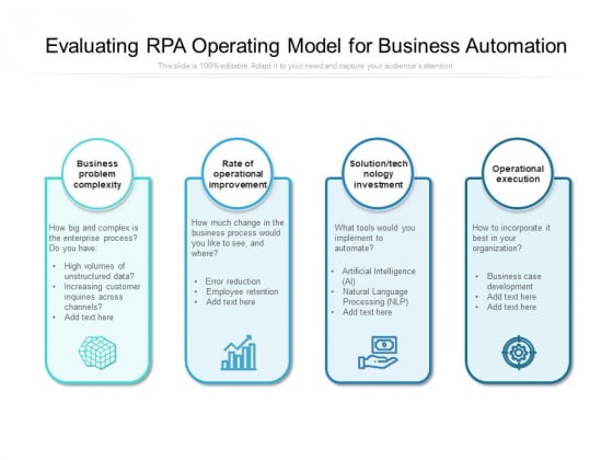 Evaluating RPA Operating Model For Business Automation Ppt PowerPoint Presentation Styles Slide PDF Evaluating RPA Operating Model For Business Automation Ppt PowerPoint Presentation Styles Slide PDF
