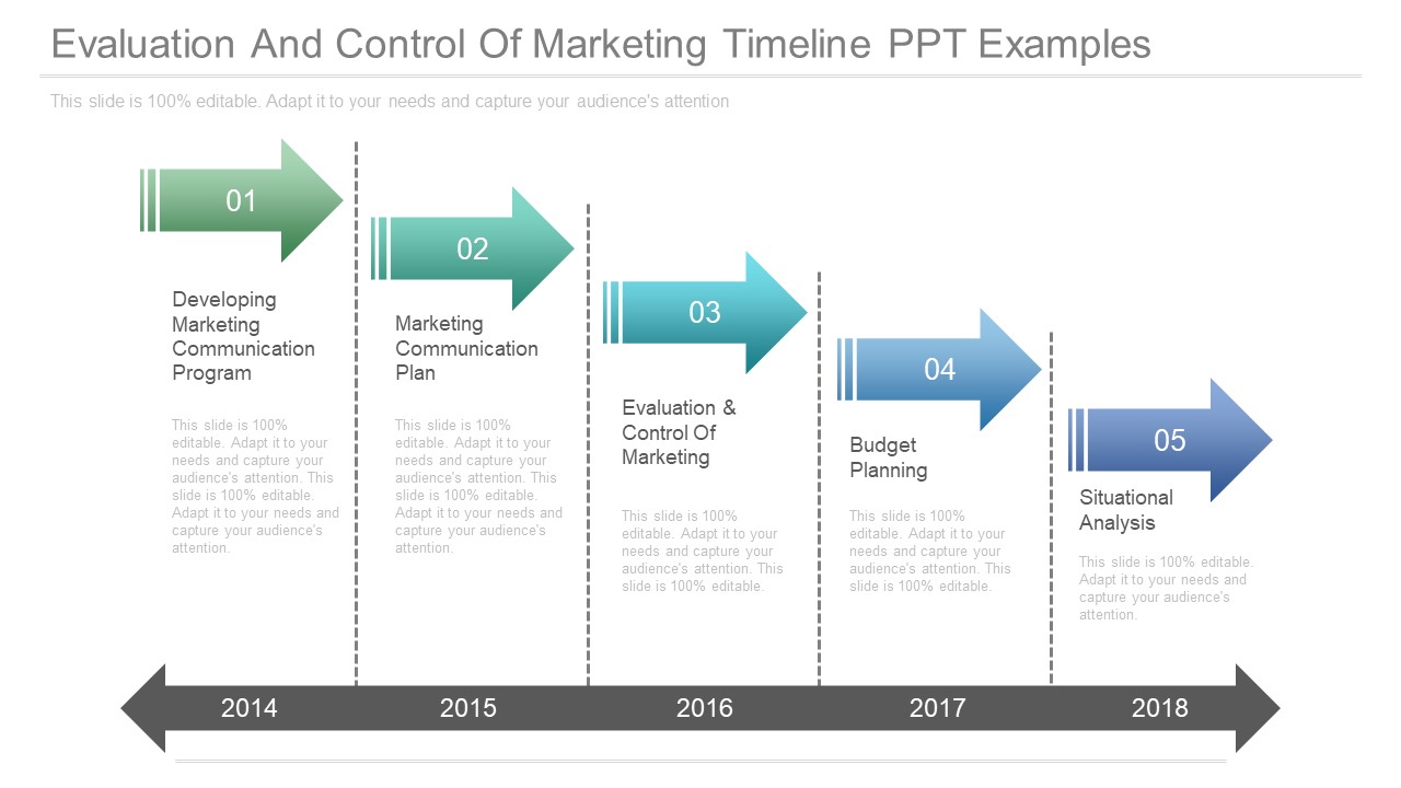 Evaluation And Control Of Marketing Timeline Ppt Examples