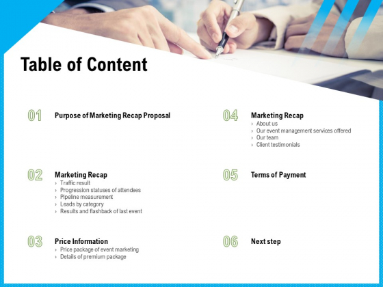 Event Marketing Recap Table Of Content Ppt Ideas Slide Download PDF Event Marketing Recap Table Of Content Ppt Ideas Slide Download PDF