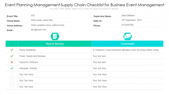 Event Planning Management Supply Chain Checklist For Business Event Management Ppt PowerPoint Presentation Gallery Tips PDF Event Planning Management Supply Chain Checklist For Business Event Management Ppt PowerPoint Presentation Gallery Tips PDF