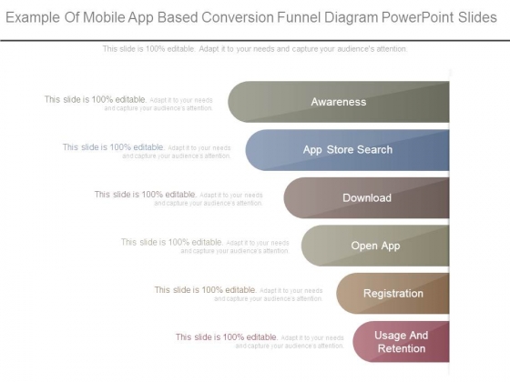 Example Of Mobile App Based Conversion Funnel Diagram Powerpoint Slides