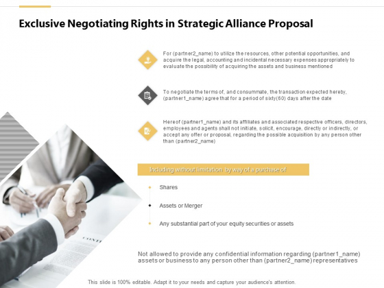 Exclusive Negotiating Rights In Strategic Alliance Proposal Ppt PowerPoint Presentation Infographics Designs Download