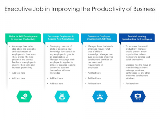 Executive Job In Improving The Productivity Of Business Ppt PowerPoint Presentation Gallery Graphics Design PDF Executive Job In Improving The Productivity Of Business Ppt PowerPoint Presentation Gallery Graphics Design PDF
