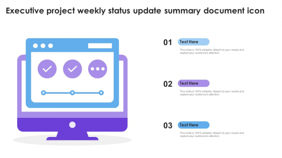 Executive Project Weekly Status Update Summary Document Icon Pictures PDF