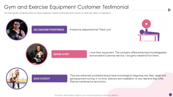 Exercise And Workout Equipment Gym And Exercise Equipment Customer Testimonial Pictures PDF Exercise And Workout Equipment Gym And Exercise Equipment Customer Testimonial Pictures PDF
