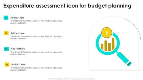 Expenditure Assessment Icon For Budget Planning Topics PDF