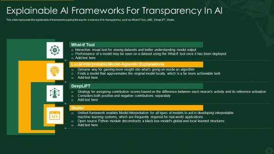 Explainable AI Frameworks For Transparency In AI Explainable AI XAI Frameworks IT Formats PDF Explainable AI Frameworks For Transparency In AI Explainable AI XAI Frameworks IT Formats PDF