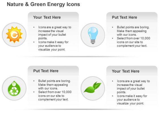 Ecology Gear Bulb Globe And Green Leaf And Recycle Symbols Ppt Slides Graphics