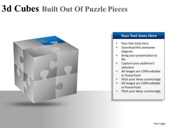 Editable Colors 3d Cube Puzzle PowerPoint Slides And Ppt Diagram Templates