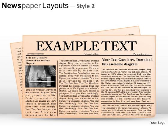 Editable Newspaper Layouts PowerPoint Clipart And Slides Graphics Editable Newspaper Layouts PowerPoint Clipart And Slides Graphics