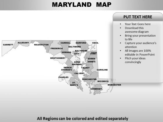 Editable Usa Maryland State PowerPoint Maps slides impactful