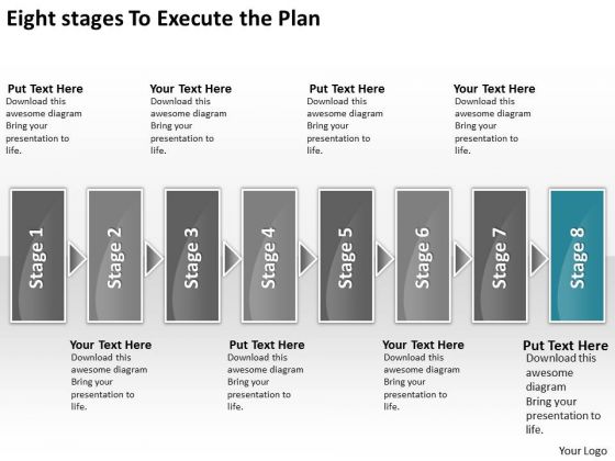 Eight Stages To Execute The Plan Business Freeware Flowchart PowerPoint Slides