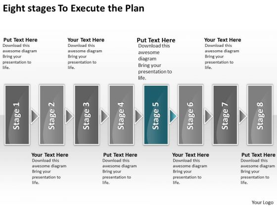 Eight Stages To Execute The Plan Business Sales Process Flow Chart PowerPoint Slides