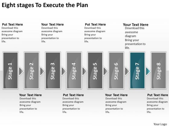 Eight Stages To Execute The Plan Freeware Flowchart PowerPoint Slides
