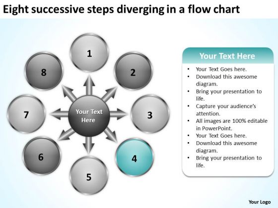 Eight Successive Steps Diverging A Flow Chart Circular Motion PowerPoint Slides Eight Successive Steps Diverging A Flow Chart Circular Motion PowerPoint Slides