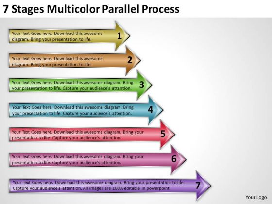 Explain Parallel Processing 7 Stages Multicolor PowerPoint Slides