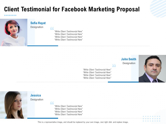 Facebook Ad Management Client Testimonial For Facebook Marketing Proposal Ppt Pictures Mockup PDF