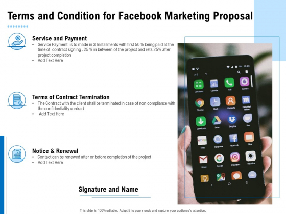 Facebook Ad Management Terms And Condition For Facebook Marketing Proposal Ppt Portfolio Styles PDF