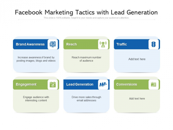 Facebook Marketing Tactics With Lead Generation Ppt PowerPoint Presentation File Visuals PDF