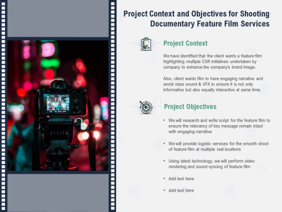 Factual Picture Filming Project Context And Objectives For Shooting Documentary Feature Film Services Structure PDF Factual Picture Filming Project Context And Objectives For Shooting Documentary Feature Film Services Structure PDF